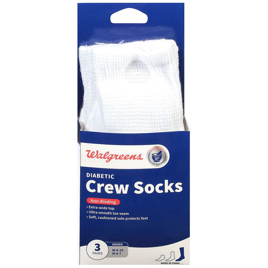 slide 1 of 3, Walgreens Diabetic Crew Socks for Women 6-10, 1 pair