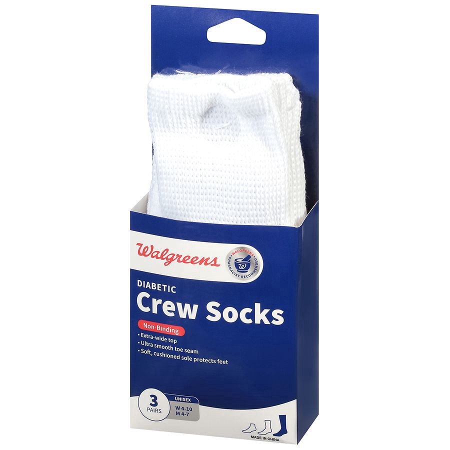 slide 3 of 3, Walgreens Diabetic Crew Socks for Women 6-10, 1 pair