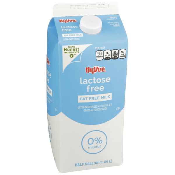 slide 1 of 1, Hy-vee Lactose Free Fat Free Milk, 64 fl oz