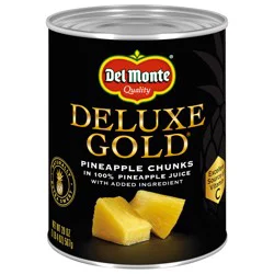 Del Monte Deluxe Gold Pineapple Chunks in 100% Pineapple Juice, 20 oz Can