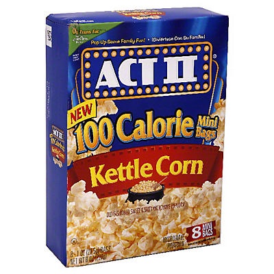slide 1 of 1, ACT II 100 Calorie Mini Bags Microwave Popcorn, Kettle Corn, 8 ct
