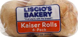 Liscio's Bakery Deli Style 6 Pack Kaiser Rolls 6 ea
