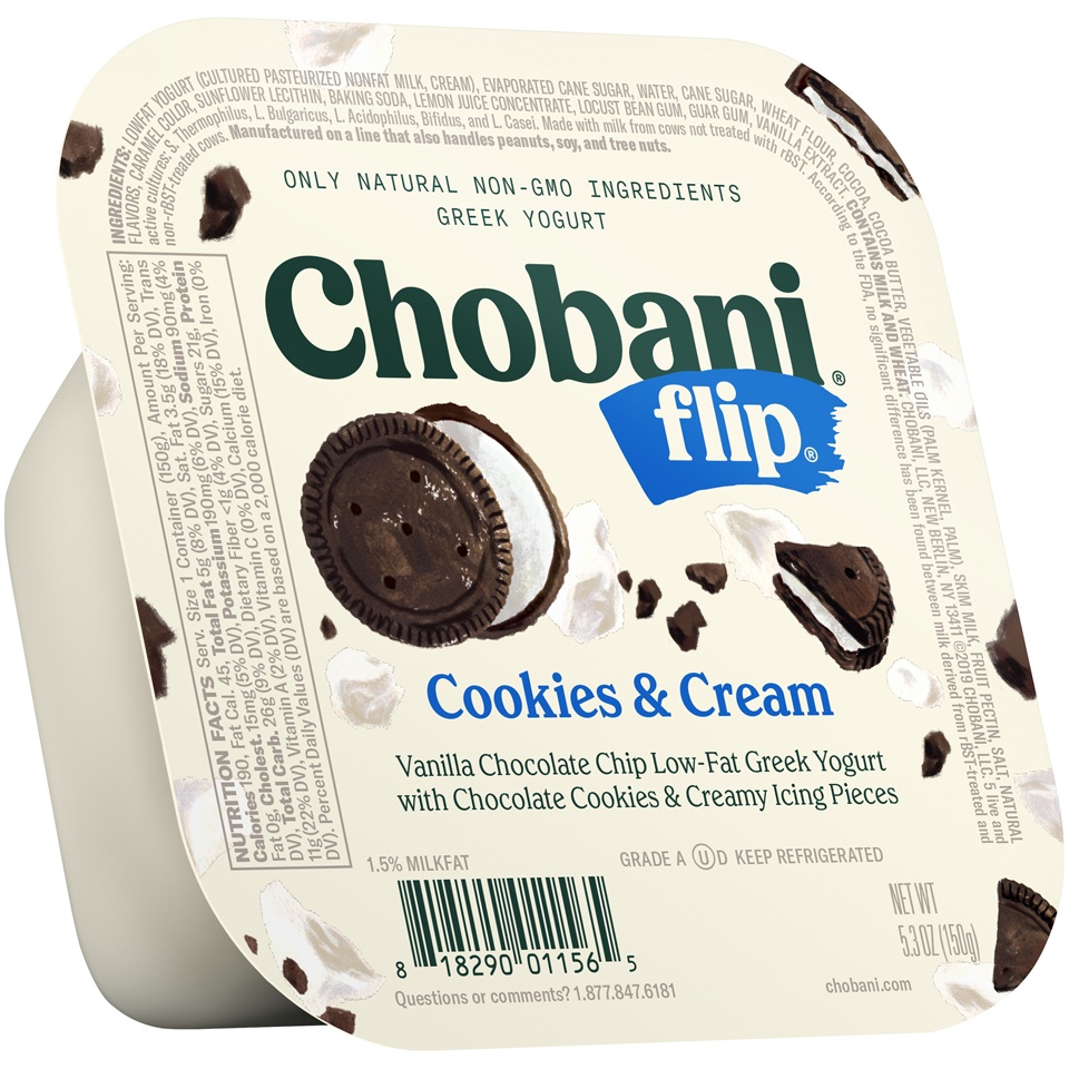 slide 2 of 8, Chobani Flip Cookies & Cream Lowfat Greek Yogurt, 5.3 oz