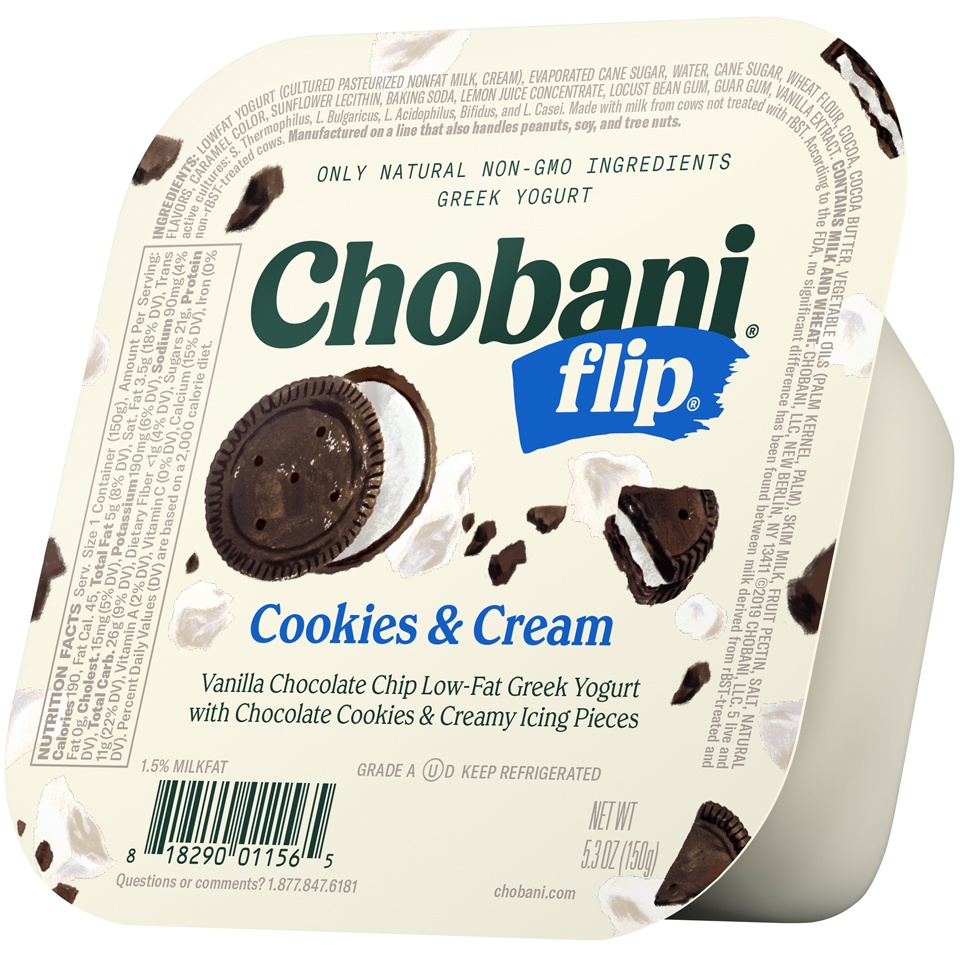 slide 3 of 8, Chobani Flip Cookies & Cream Lowfat Greek Yogurt, 5.3 oz