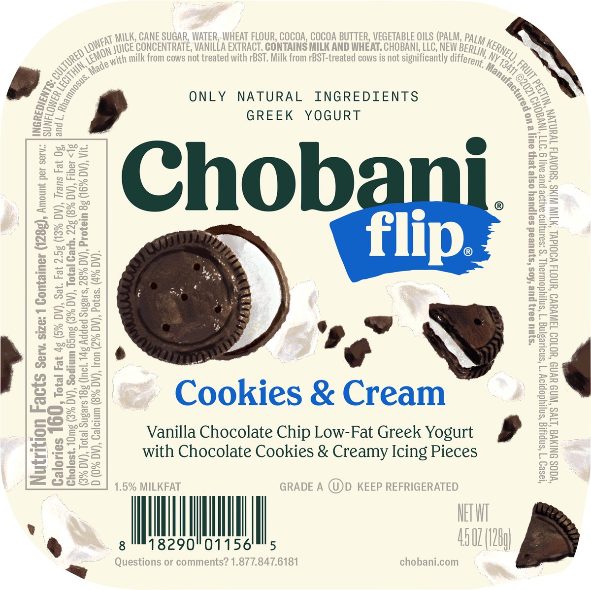 slide 14 of 14, Chobani Flip Greek Cookies & Cream Yogurt 4.5 oz, 4.5 oz