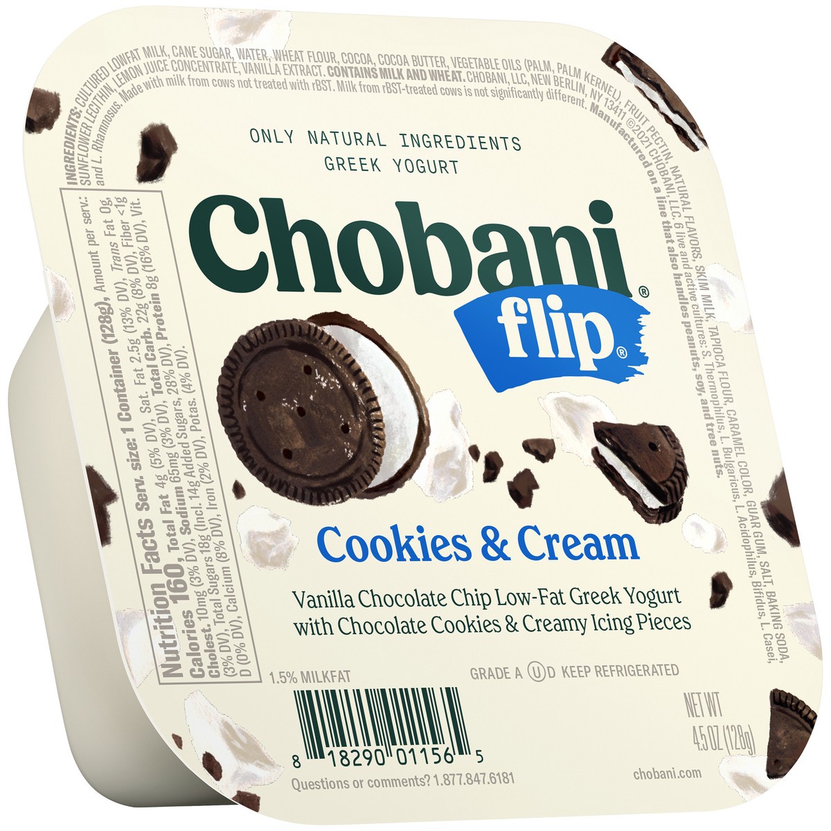 slide 5 of 14, Chobani Flip Greek Cookies & Cream Yogurt 4.5 oz, 4.5 oz