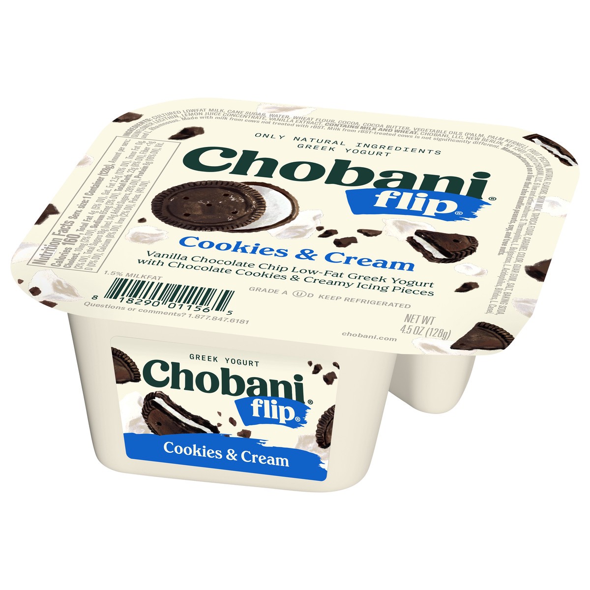 slide 6 of 14, Chobani Flip Greek Cookies & Cream Yogurt 4.5 oz, 4.5 oz