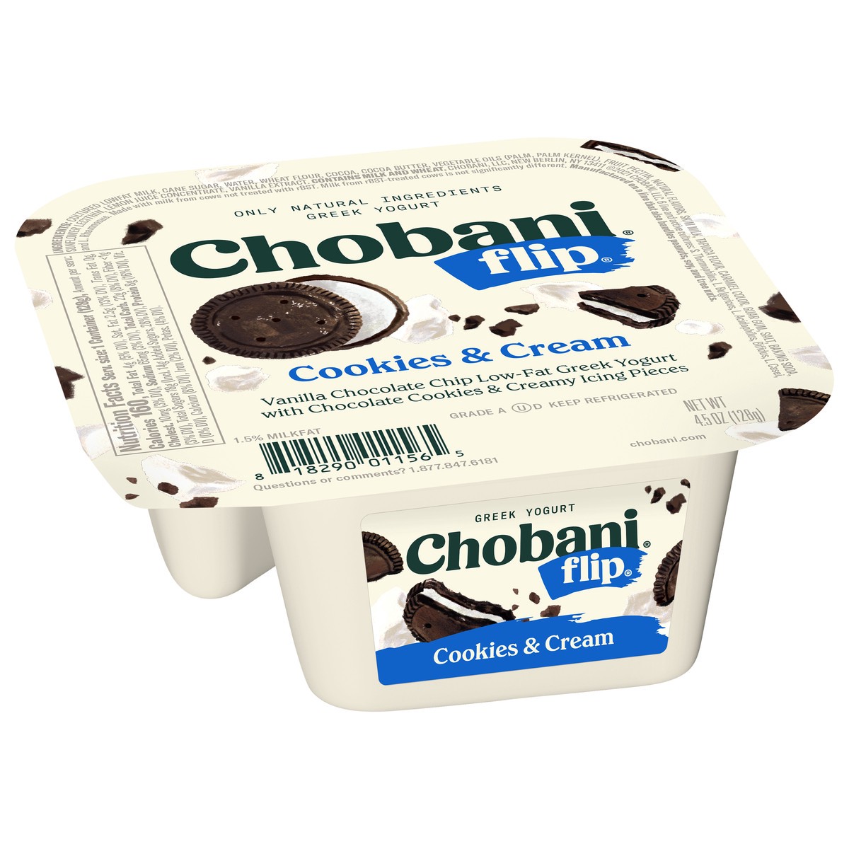 slide 10 of 14, Chobani Flip Greek Cookies & Cream Yogurt 4.5 oz, 4.5 oz