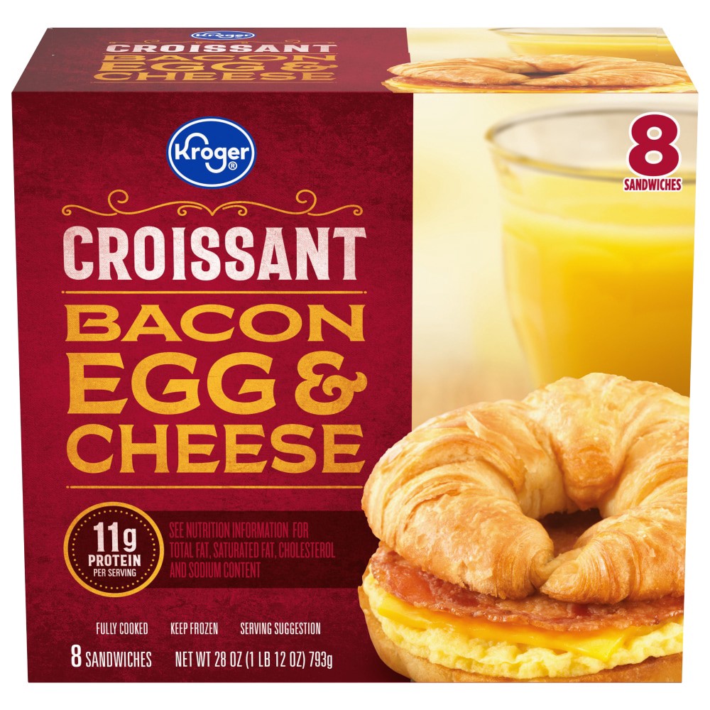 slide 2 of 6, Kroger Bacon Egg And Cheese Croissant, 8 ct ; 28 oz
