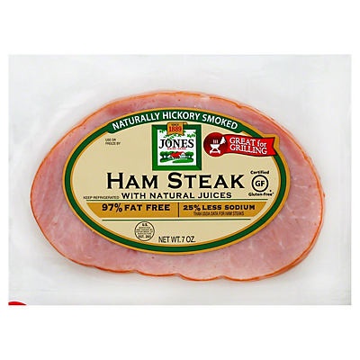 slide 1 of 1, Jones Dairy Farm Naturally Hickory Smoked Extra Lean Ham Steak, 7 oz