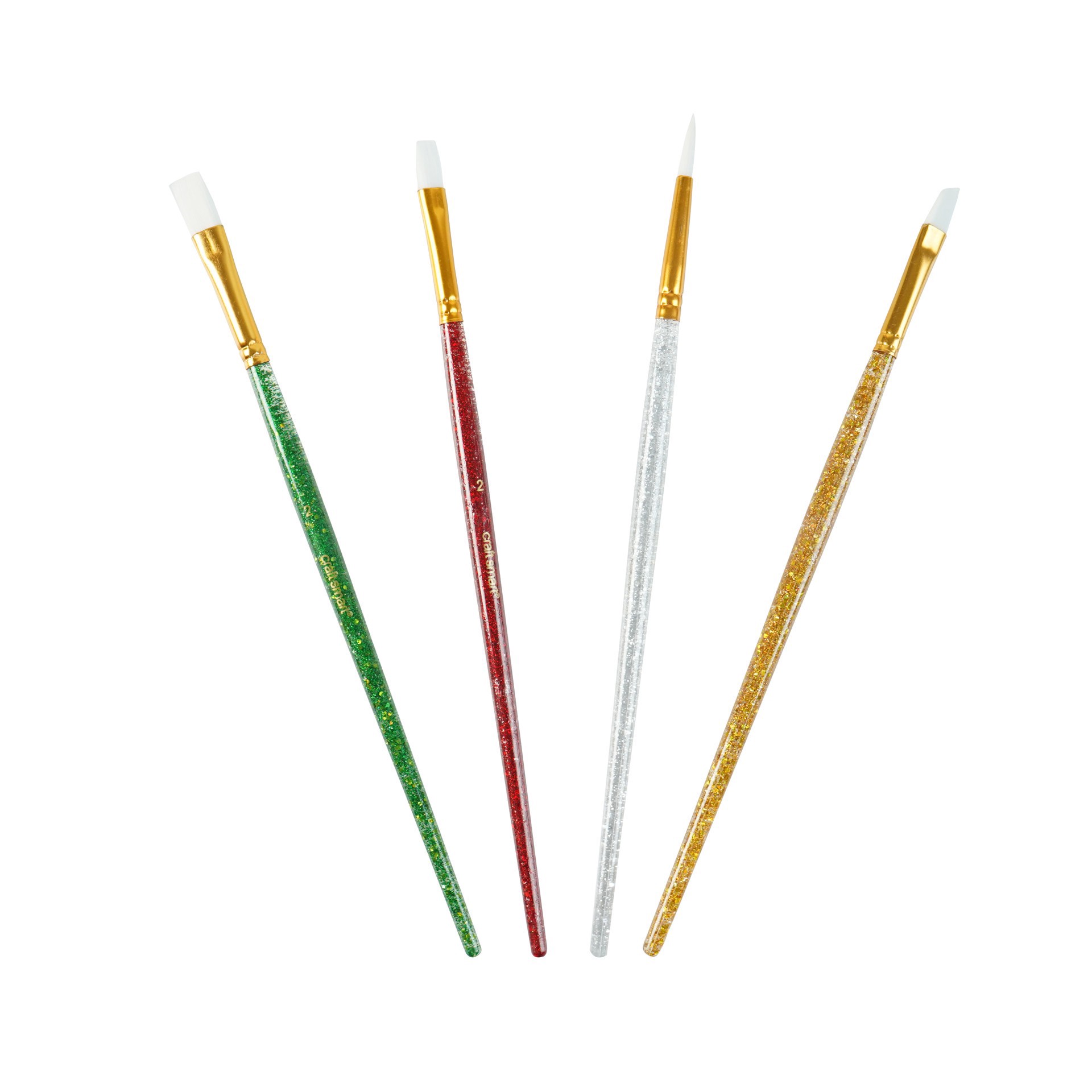 slide 2 of 4, Christmas Glitter Multi-Purpose Synthetic Brushes Set By Craft Smart, 4 ct