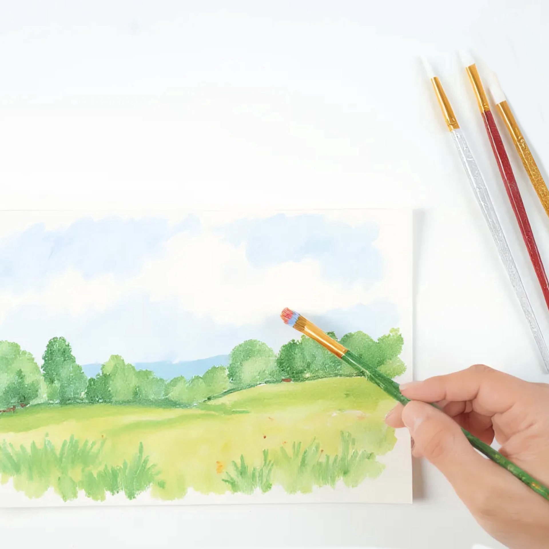 slide 4 of 4, Christmas Glitter Multi-Purpose Synthetic Brushes Set By Craft Smart, 4 ct