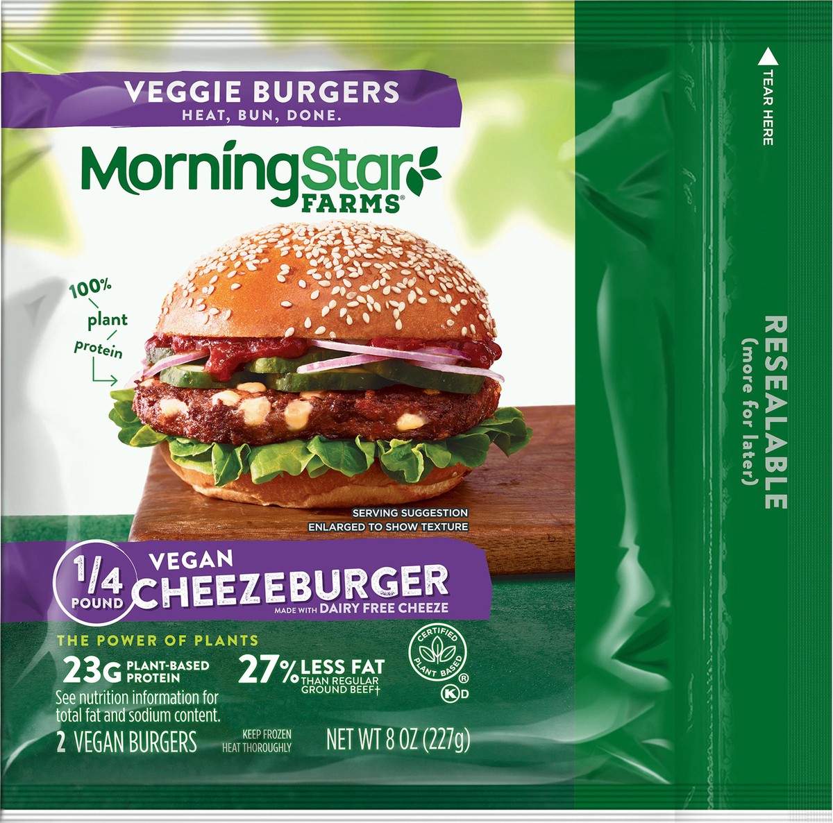 slide 4 of 12, MorningStar Farms Veggie Burgers, Cheezeburger, 8 oz, Frozen, 8 oz