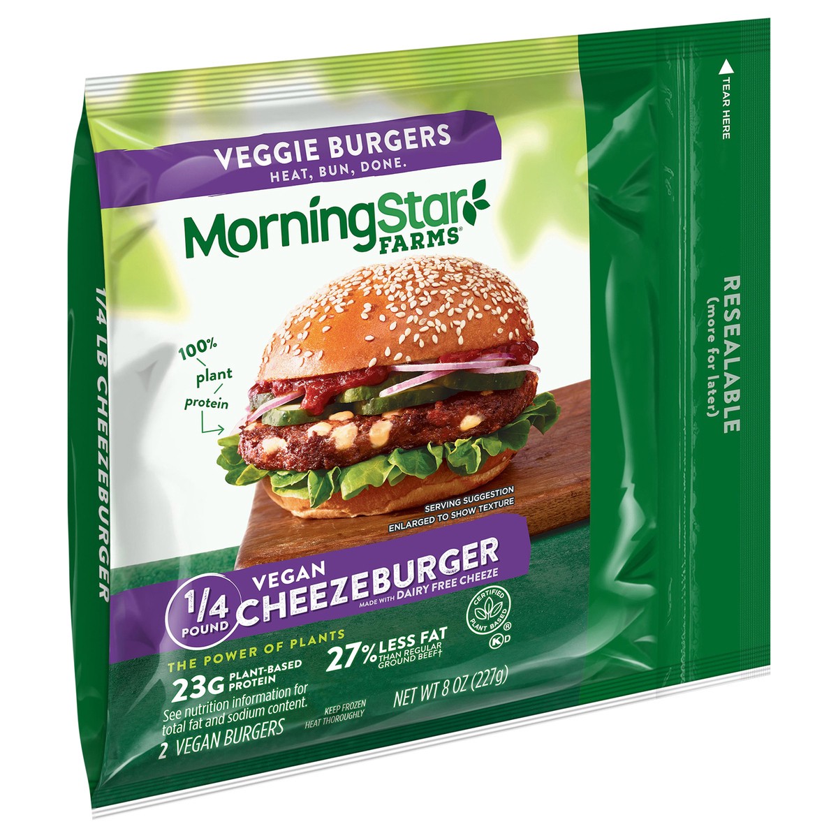 slide 5 of 12, MorningStar Farms Veggie Burgers, Cheezeburger, 8 oz, Frozen, 8 oz