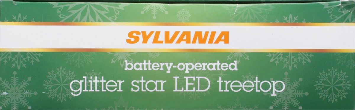 slide 6 of 12, Sylvania Gold Glitter Battery Operated with Timer Pointed Tree Topper Star Light - Each, 1 ct
