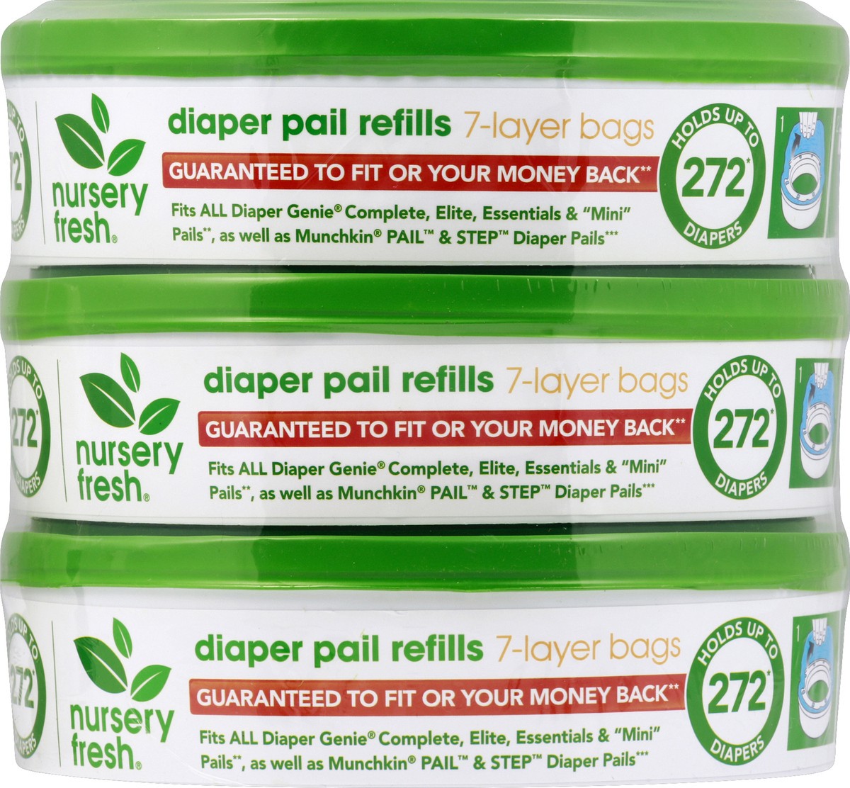 slide 2 of 2, Nursery Fresh 7-Layer Bags Diaper Pail Refills 3 ea, 3 ct