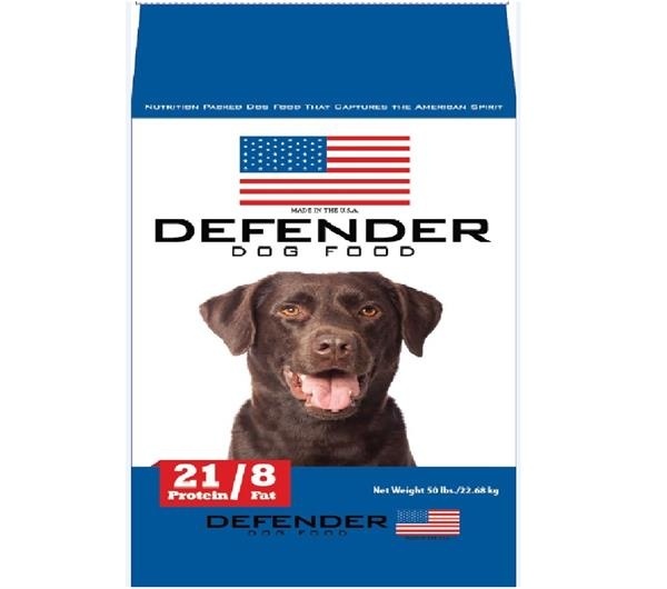 slide 1 of 1, Defender Dog Food 21%, 50 lb