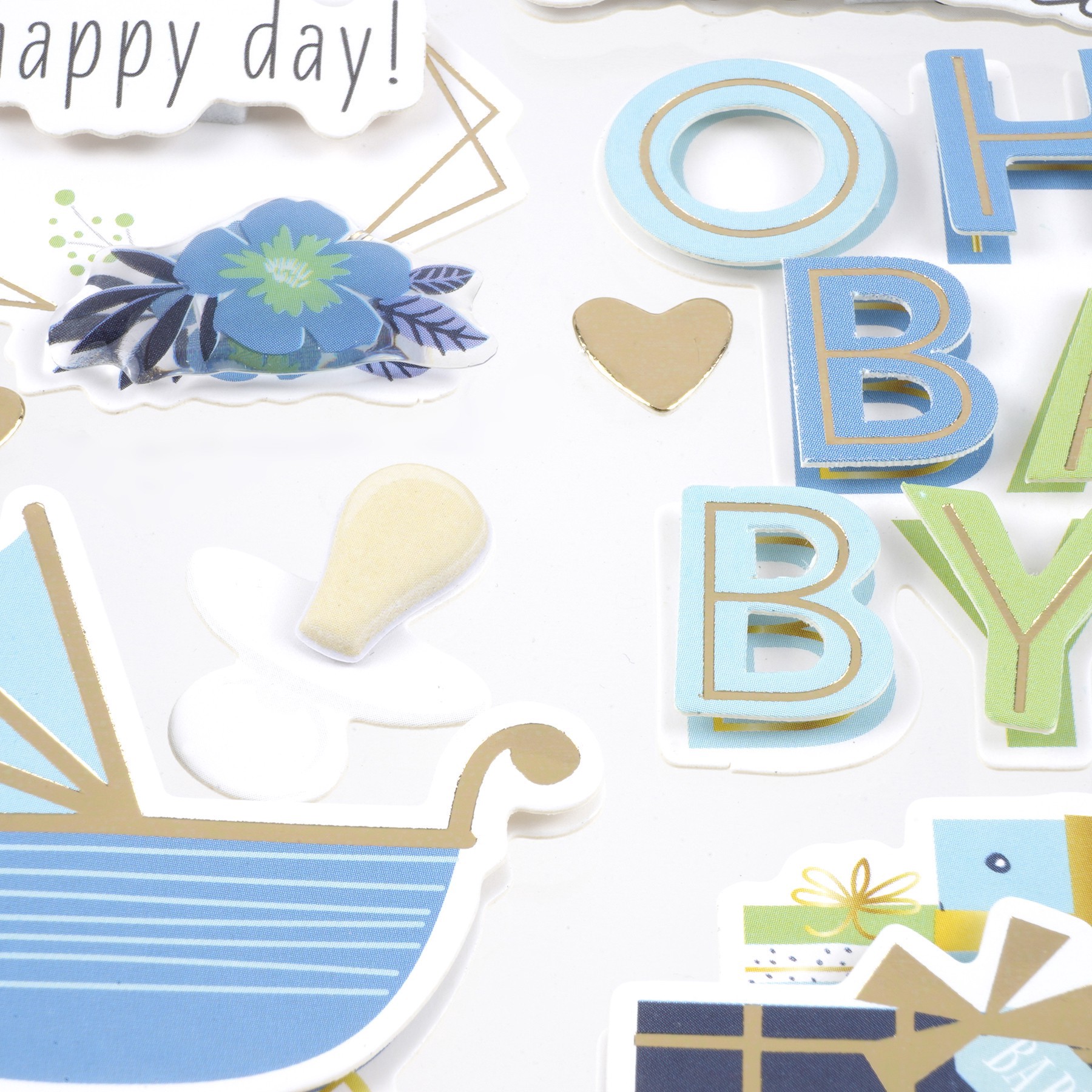 slide 4 of 4, Blue Hello Baby Stickers By Recollections, 3.88 in x 7 in