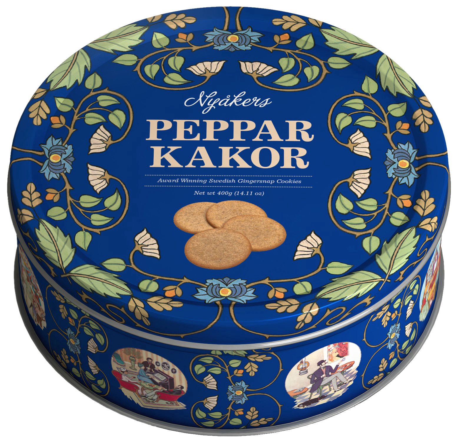 slide 1 of 1, Nyåkers Original Gingersnaps Blue Tin, 14.11 oz