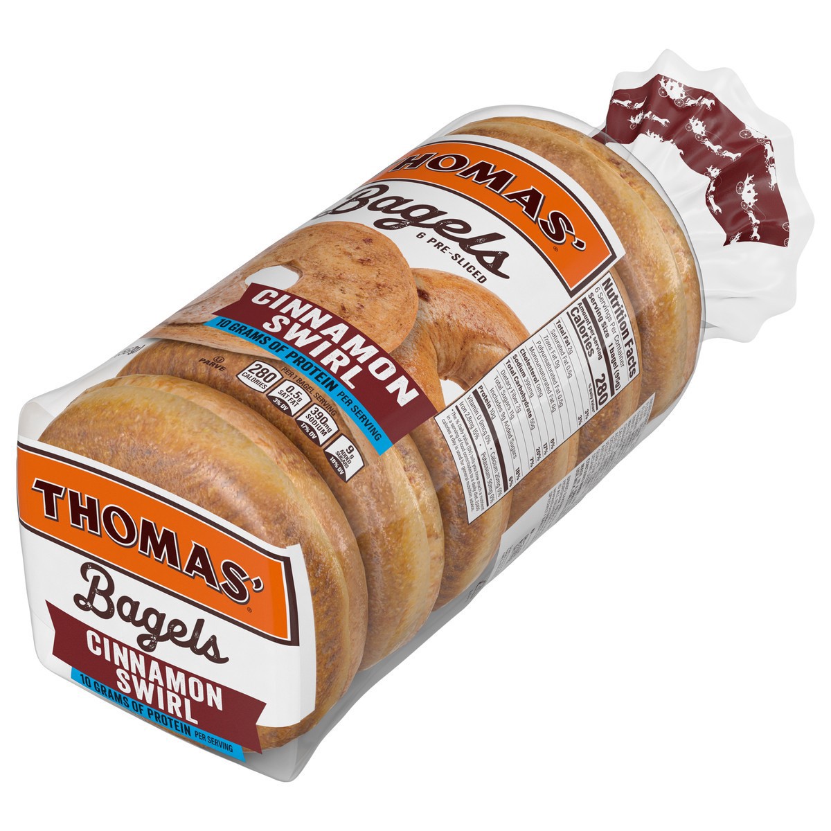 slide 11 of 14, Thomas' Cinnamon Swirl Bagels, 6 count, 20 oz, 6 ct