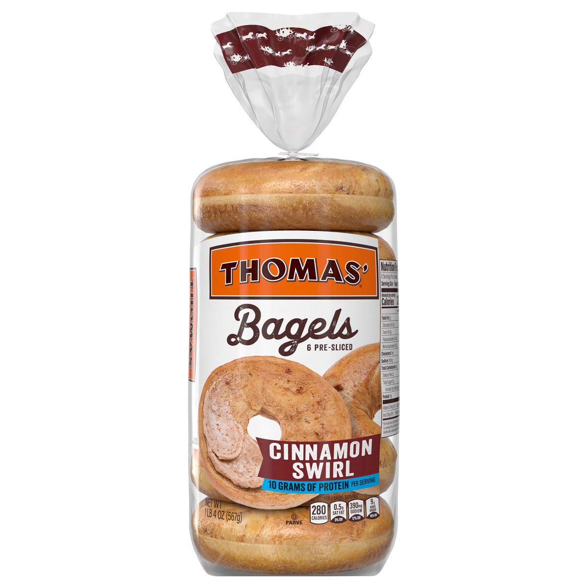 slide 4 of 14, Thomas' Cinnamon Swirl Bagels, 6 count, 20 oz, 6 ct