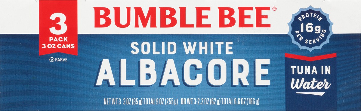 slide 10 of 10, Bumble Bee Solid White Albacore Tuna in Water / EA, 3 ct; 3 oz