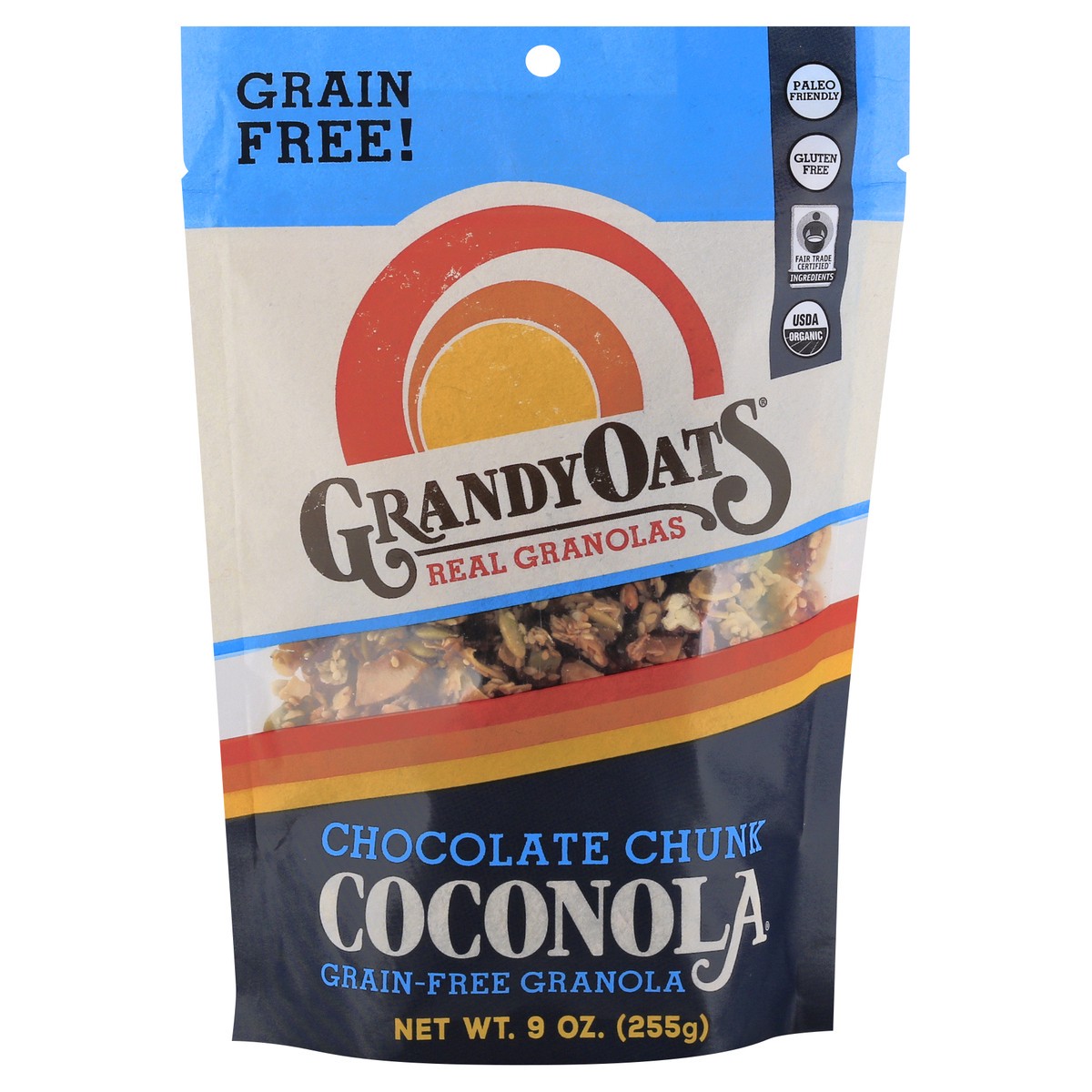 slide 5 of 12, GrandyOats Coconola Grain-Free Chocolate Chunk Granola 9 oz, 9 oz