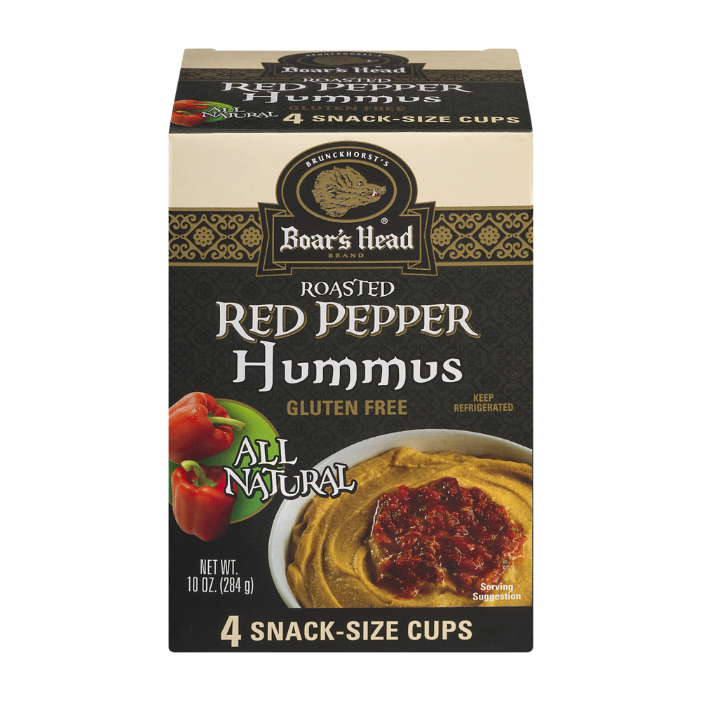 slide 1 of 1, Boar's Head Roasted Red Pepper Hummus - Gluten Free, 4 ct; 2.5 oz