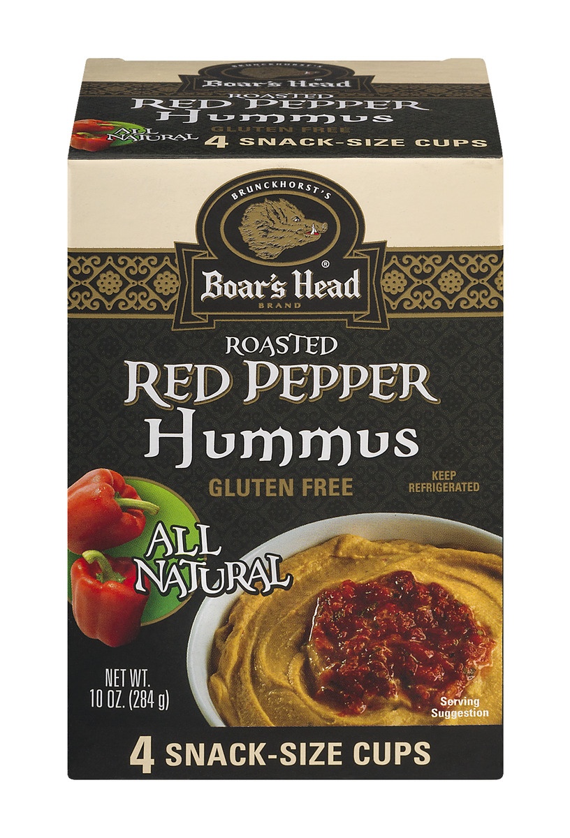 slide 1 of 1, Boar's Head Hummus All Natural Red Pepper, 4 ct; 2.5 oz