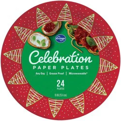 Kroger Celebration Red Holiday Trees Paper Plates
