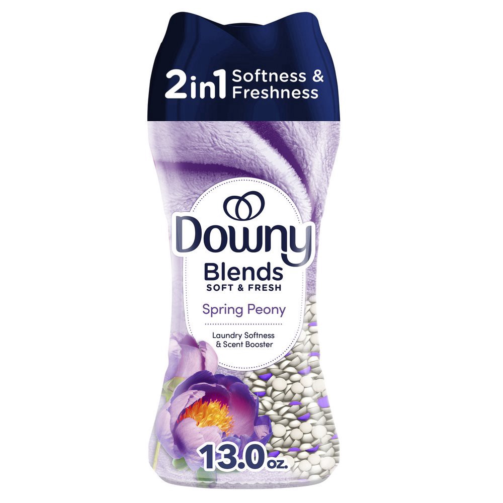 slide 1 of 1, Downy Blends 2-in-1 Soft & Fresh Laundry Scent Booster Beads, Spring Peony Scent, 13.0 OZ, Laundry Softness and Scent Booster, 13 oz