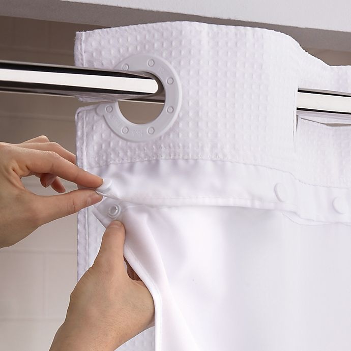 slide 1 of 1, Hookless It's a Snap Fabric Shower Curtain Liner - White, 69 in x 70 in