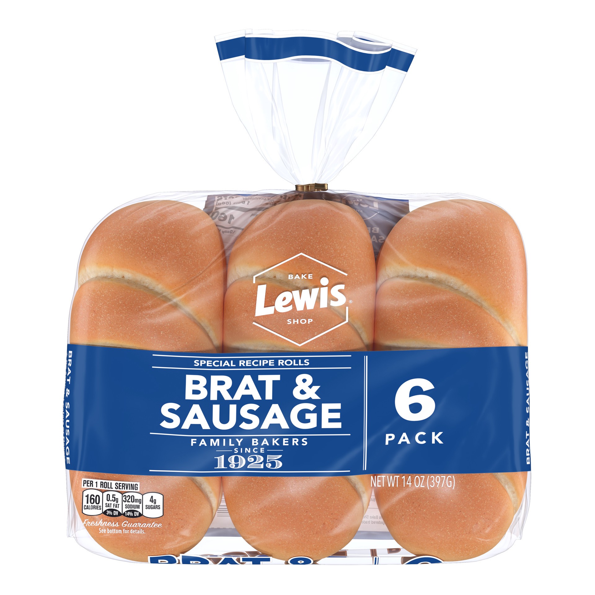 slide 2 of 5, Lewis Bakeries White Brat & Sausage Rolls, 14 oz, 6 Count, 14 oz