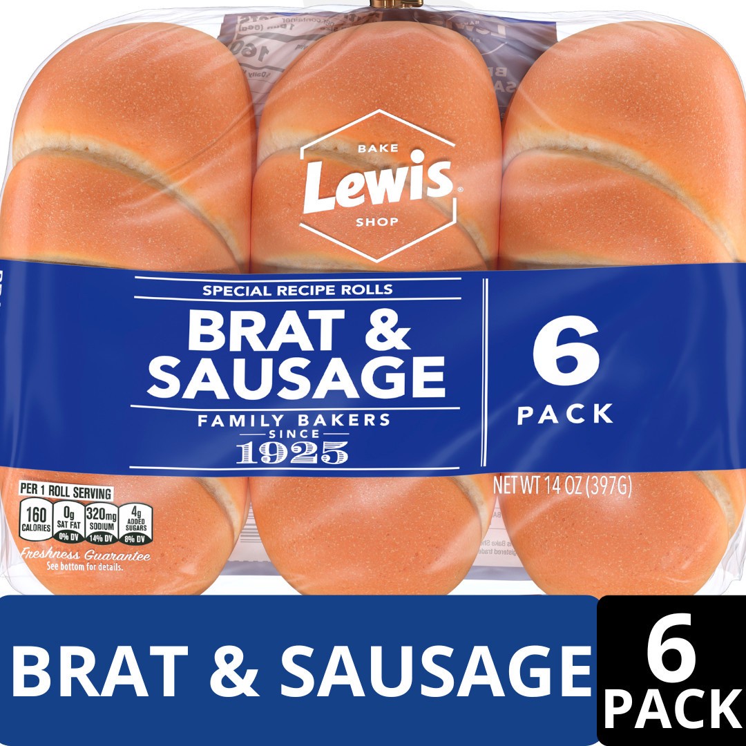 slide 1 of 5, Lewis Bakeries White Brat & Sausage Rolls, 14 oz, 6 Count, 14 oz