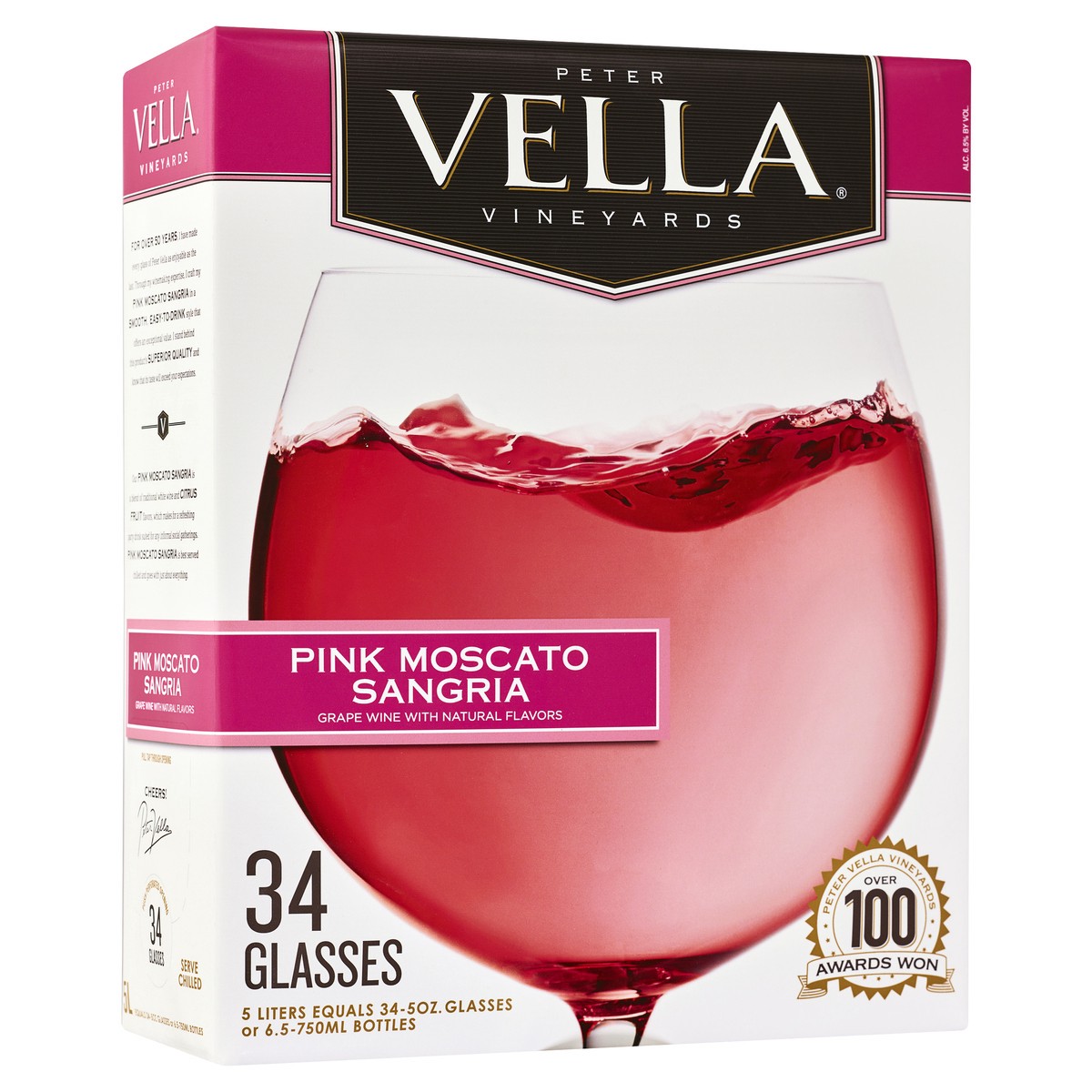 slide 1 of 2, Peter Vella Vineyards Pink Moscato Sangria Wine, 5 liter