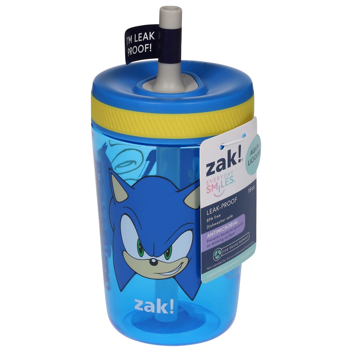 slide 9 of 11, Zak! Designs Everyday Smiles 15 Ounce Leak-Proof Bottle 1 ea, 1 ct