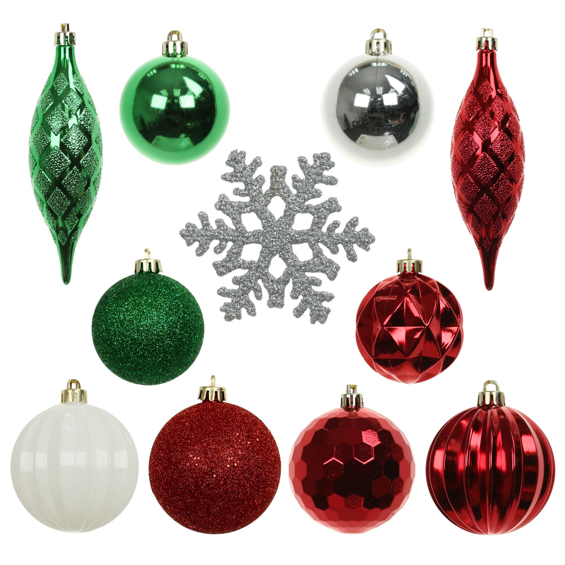 slide 3 of 3, 34 Pack Red, Green & Silver Shatterproof Ornaments By Ashland, 34 ct