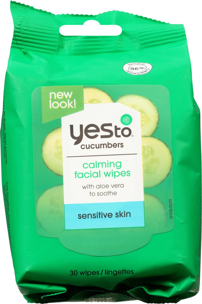 slide 1 of 9, Yes to Cucumbers Sensitive Skin Calming Facial Wipes 30 ea, 30 ct