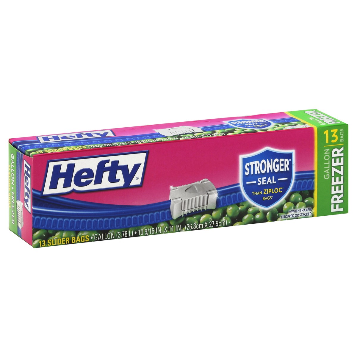 slide 5 of 5, Hefty Stronger Seal Freezer Bags, 13 ct