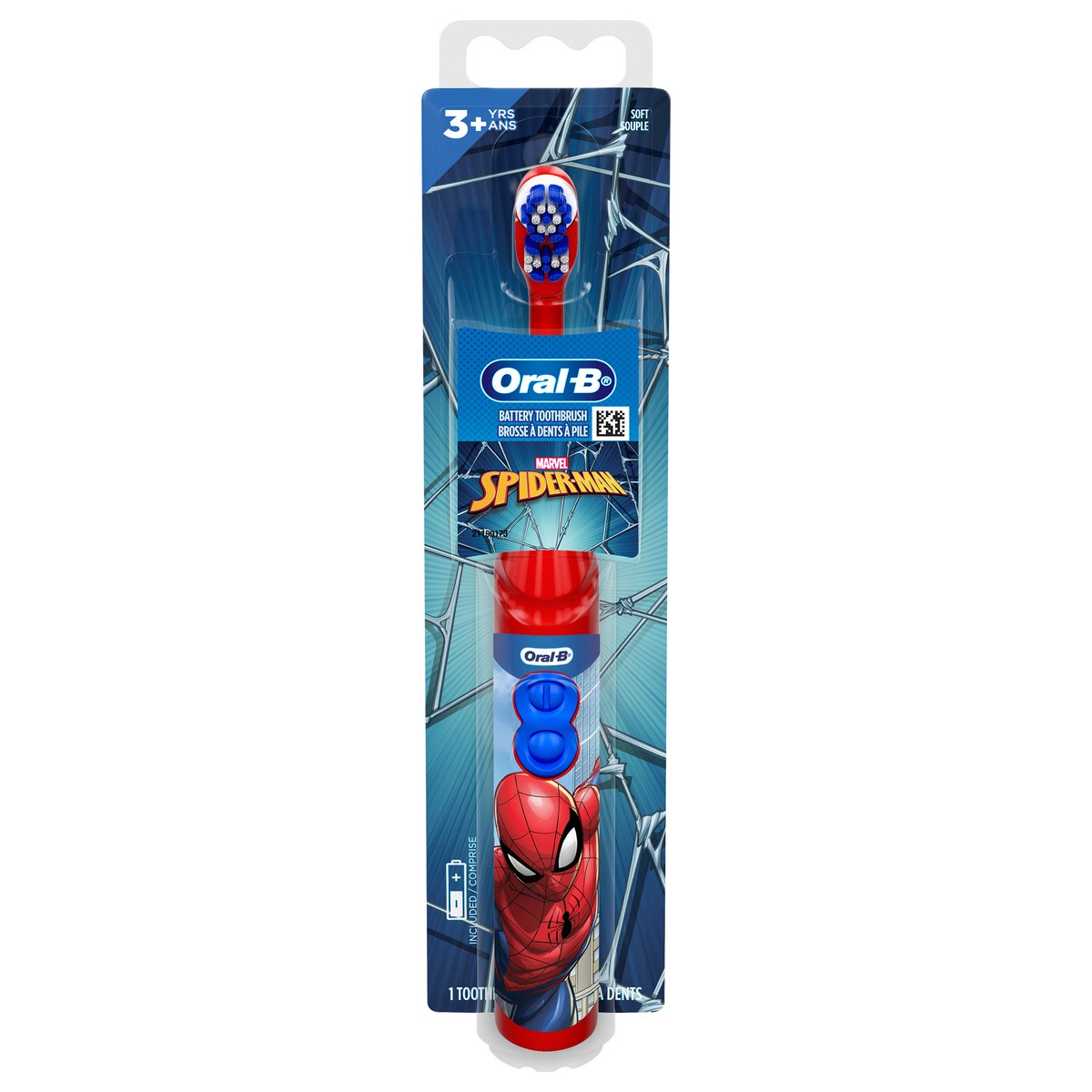 slide 1 of 1, Oral-B Kid's Battery Toothbrush featuring Marvel's Spiderman, Soft Bristles, for Kids 3+, 1 ct