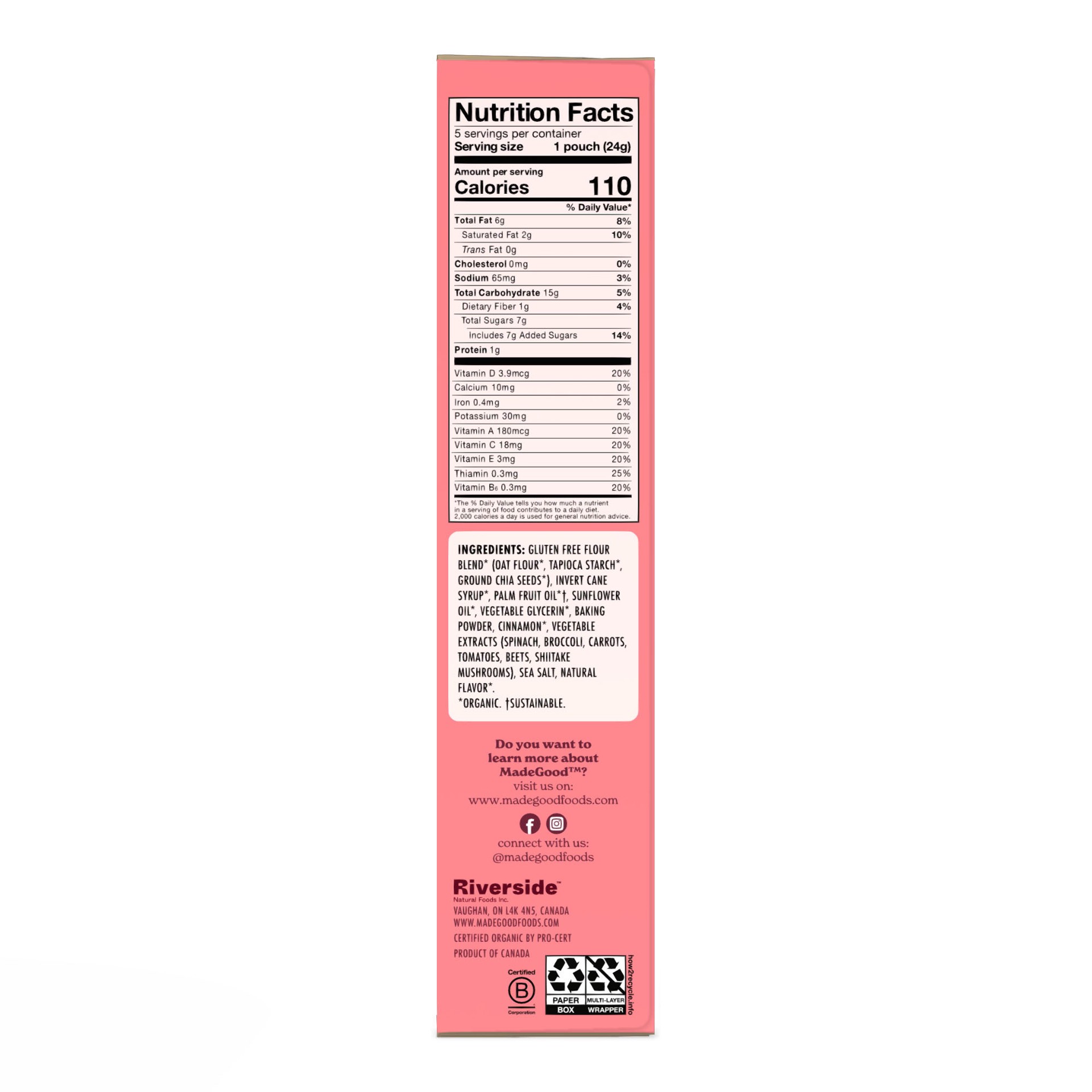 slide 6 of 9, MadeGood Snickerdoodle Cookies Mini 5 - 0.85 oz Packs, 5 ct