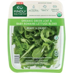 H-E-B Kindly Cultivated Fresh Organic Green Leaf & Baby Romaine Lettuce Blend