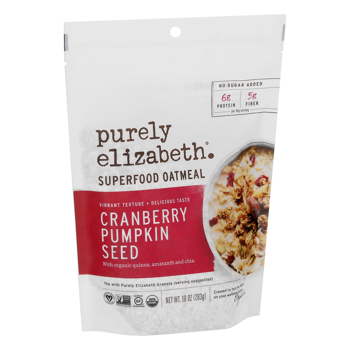 slide 2 of 11, Purely Elizabeth Oatmeal, Ancient Grain, Organic, Cranberry Pumpkin Seed, 10 oz