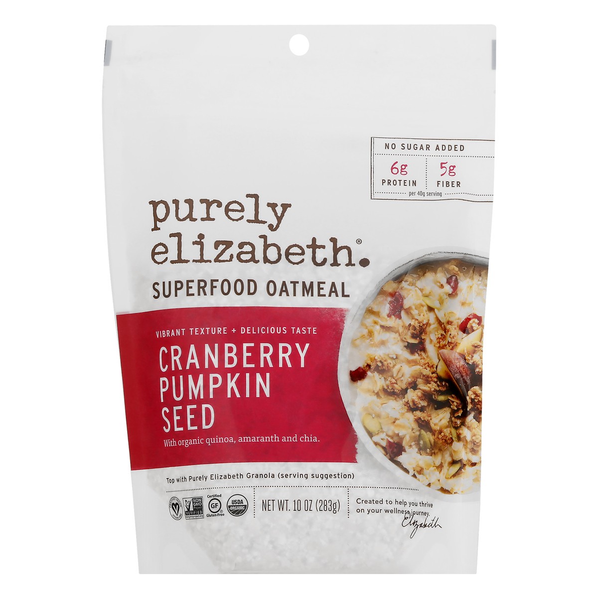 slide 3 of 11, Purely Elizabeth Oatmeal, Ancient Grain, Organic, Cranberry Pumpkin Seed, 10 oz