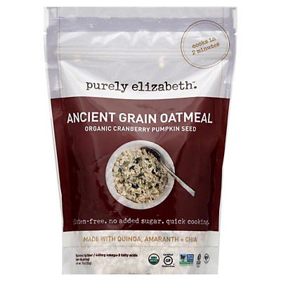 slide 1 of 11, Purely Elizabeth Oatmeal, Ancient Grain, Organic, Cranberry Pumpkin Seed, 10 oz