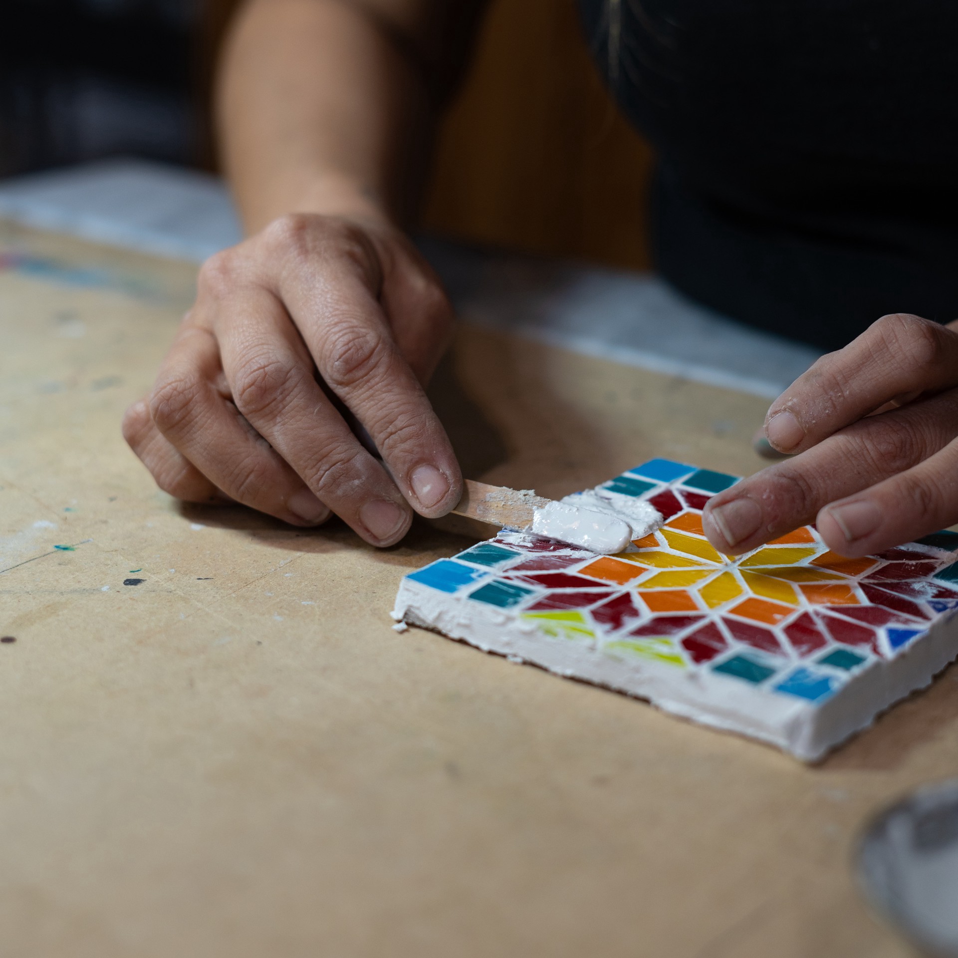 slide 3 of 3, Oceanside Glass & Tile Oceanside Compatible Small Blue Mosaic Stained Glass Squares, 8oz., 8 oz