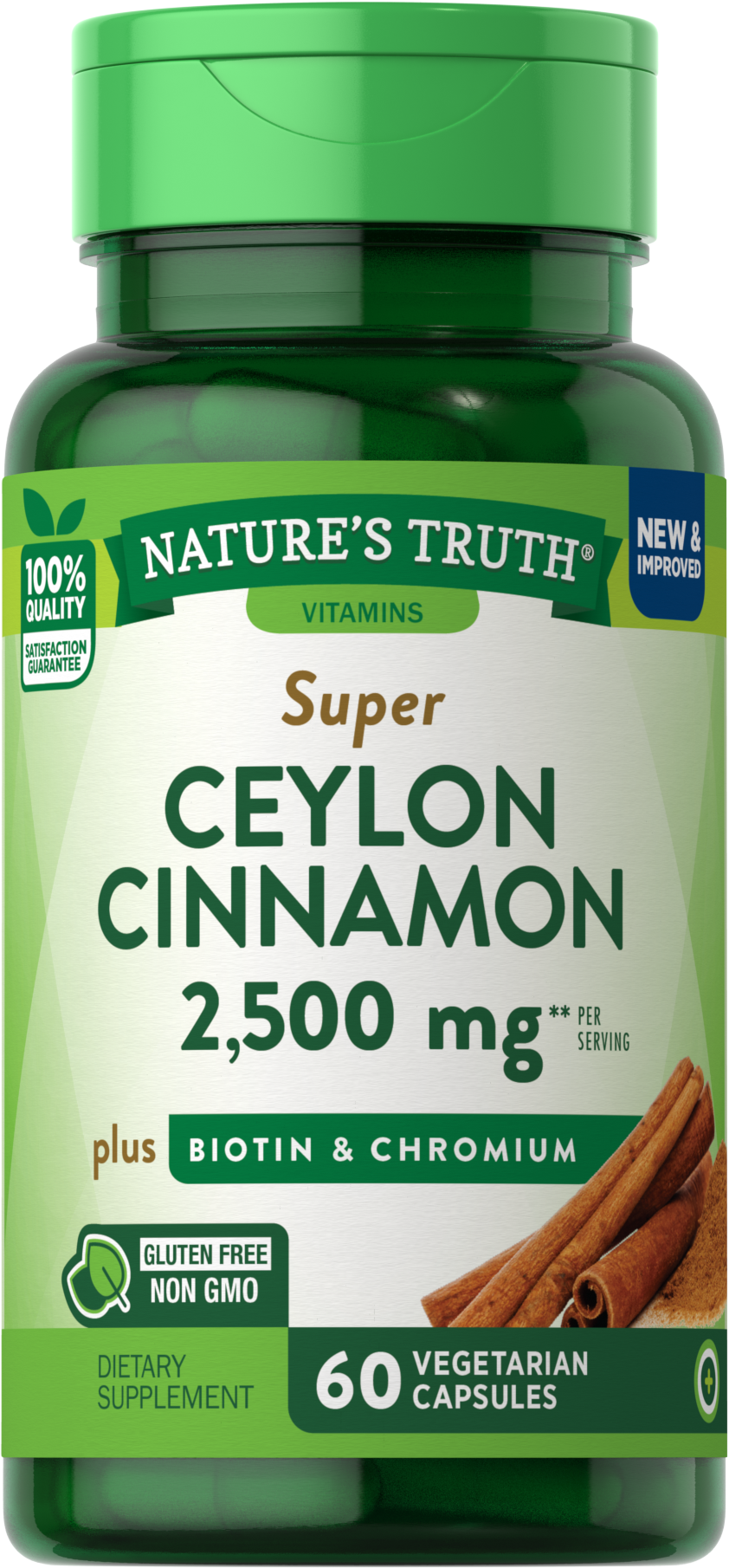 slide 1 of 4, Nature's Truth Super Ceylon Cinnamon 2,500 mg plus Biotin & Chromium, 60 ct