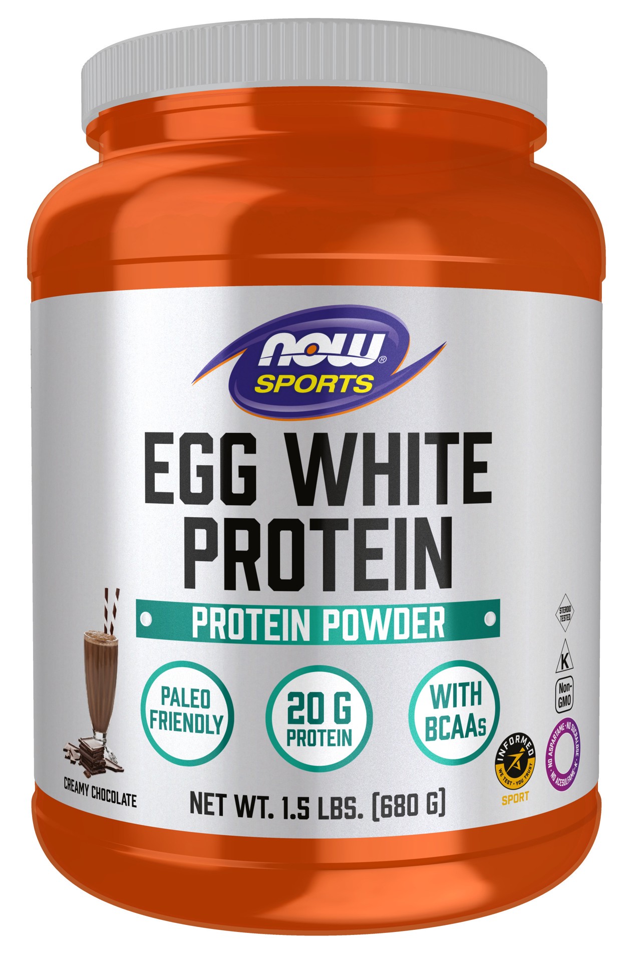 slide 1 of 5, NOW Sports Egg White Protein, Creamy Chocolate Powder - 1.5 lbs., 2 lb