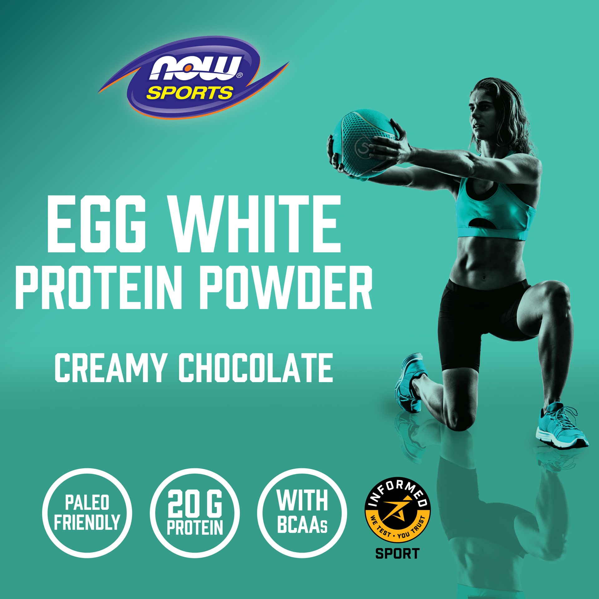 slide 4 of 5, NOW Egg White Protein, Creamy Chocolate Powder - 1.5 lbs., 2 lb