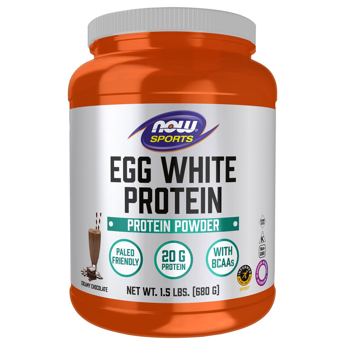 slide 1 of 5, NOW Egg White Protein, Creamy Chocolate Powder - 1.5 lbs., 2 lb